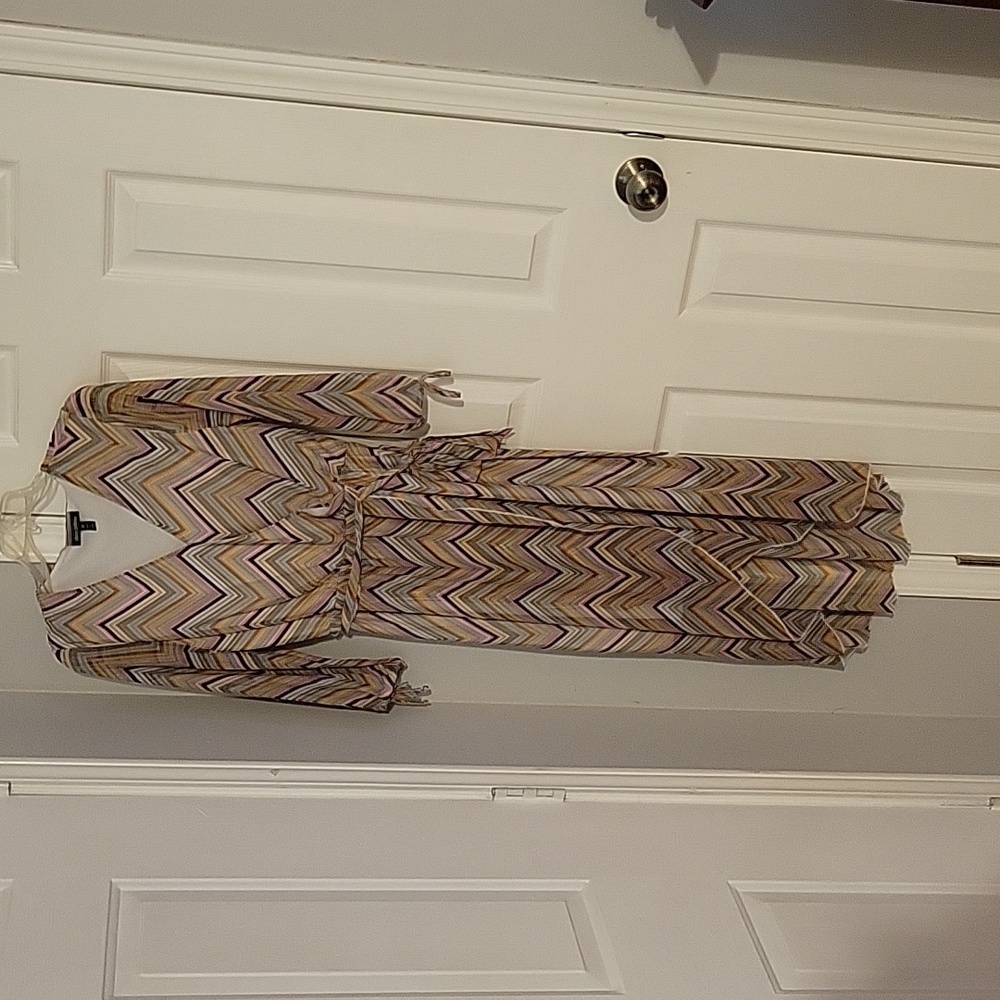 Allison Brittney US size M, fall colors, mesh with attached under slip dress.